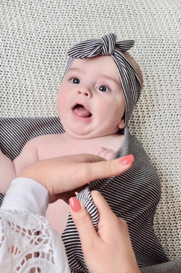 My Jalou - zachte swaddle - inbakerdoek - discreet voeden - Streep zwart wit multi Black