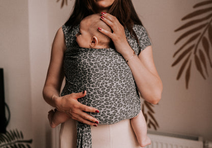 My Jalou Wrap - draagdoek - late grey leopard animal print baby ergonomisch rekbare